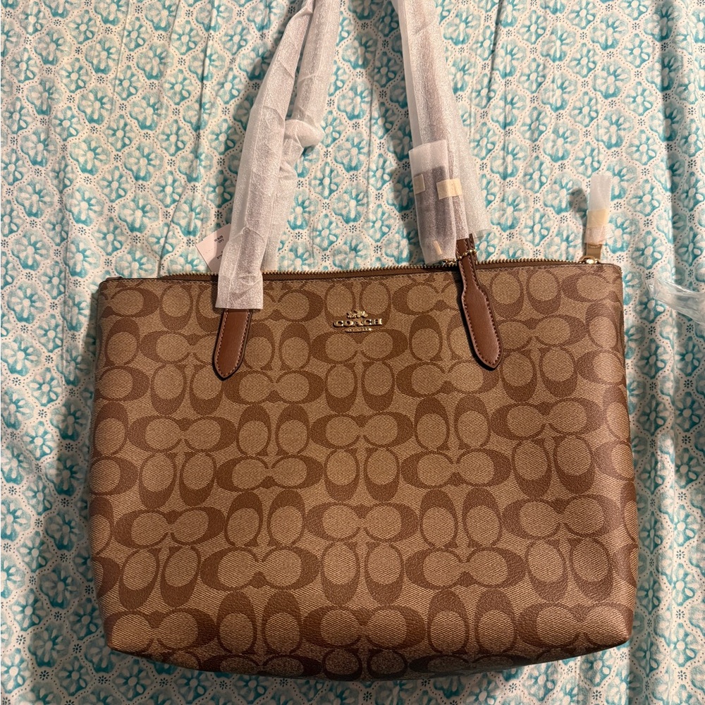 Coach Tan and Brown Signature Tote